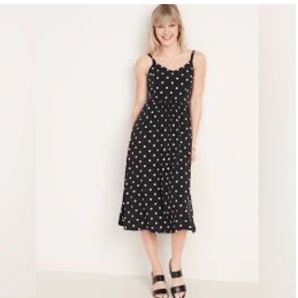 Old Navy Black Polka Dot Midi Dress